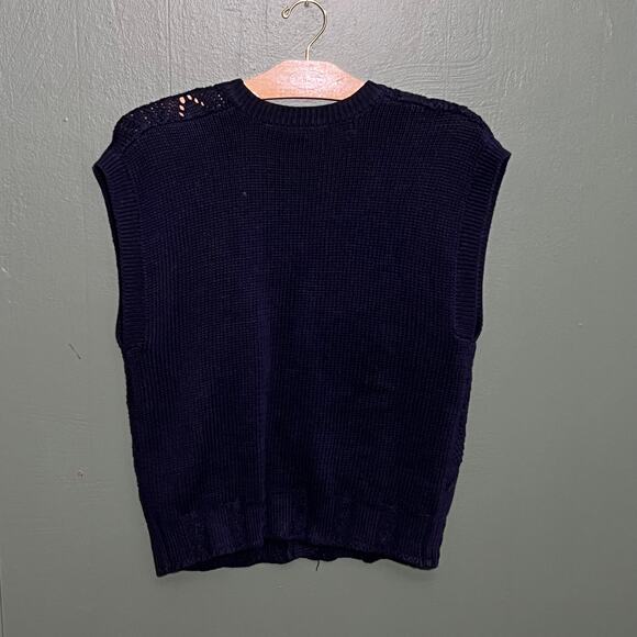 Vintage Russ Studio Navy Knit Vest Cable Knit Sweater Size M - Picture 6 of 6